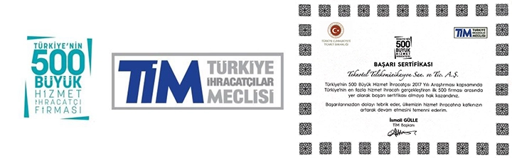 TÜRKİYE’NİN 500 BÜYÜK HİZMET İHRACATÇISI BAŞARI SERTİFİKASI