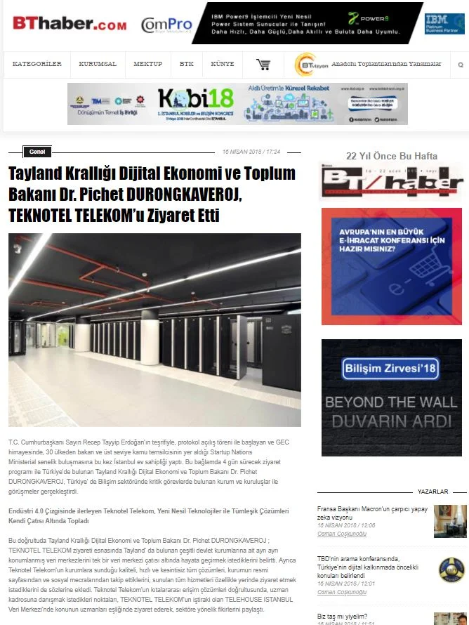 BT Haber Tayland Krallığı'ndan Teknotel Telekom'a önemli ziyaret